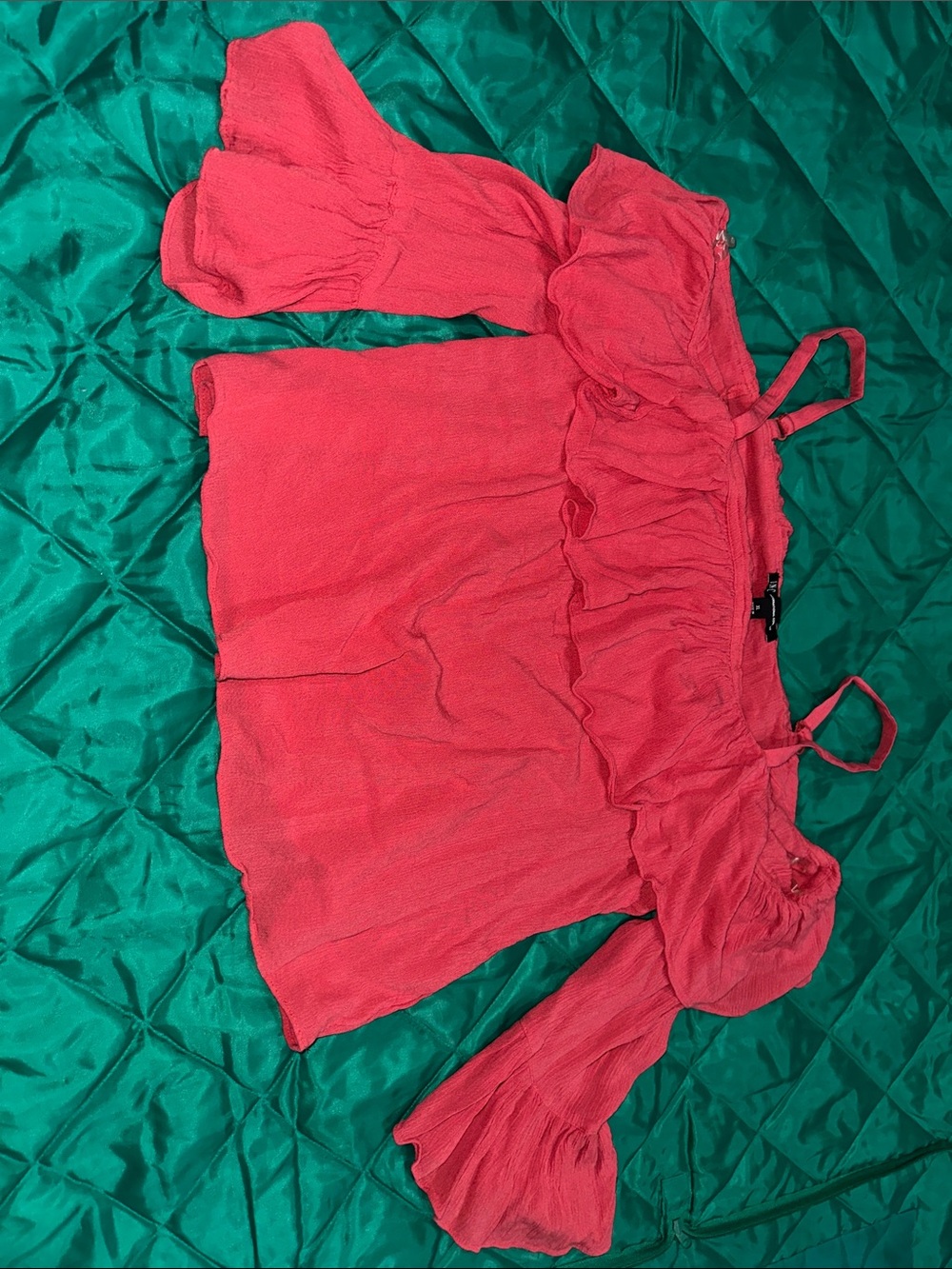 Women’s Coral Off-Shoulder Ruffle Blouse